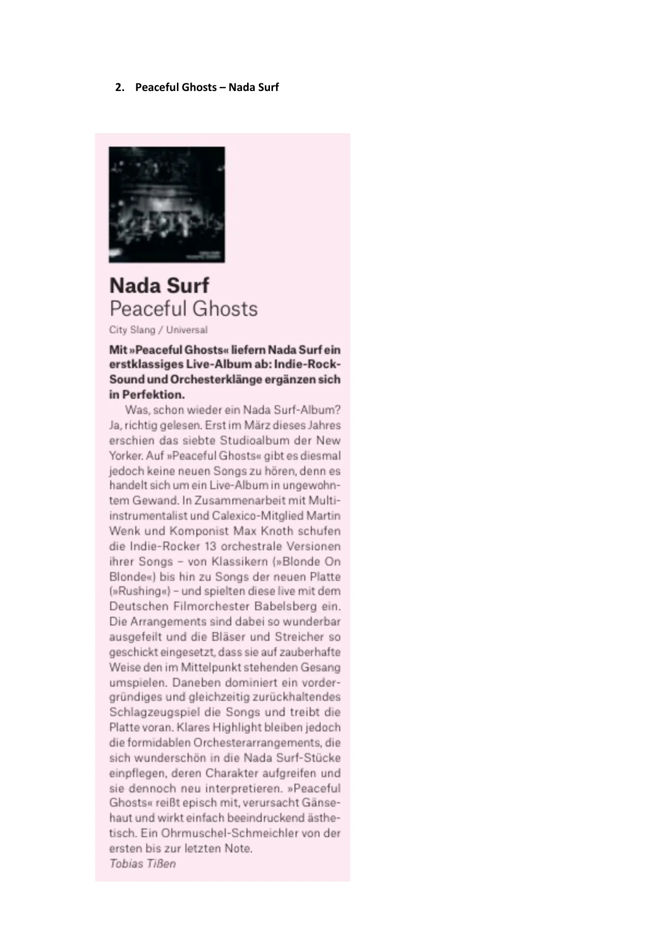 Peaceful Ghosts – Nada Surf